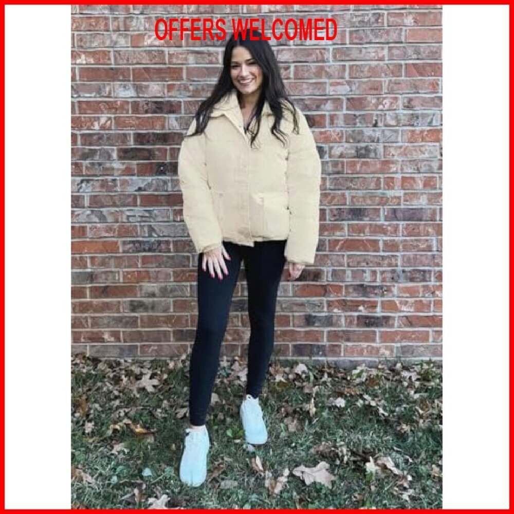 Cropped Puffer Jacket Women's Winter Warm Quilted Lightweight Coat - Picture 3 of 8